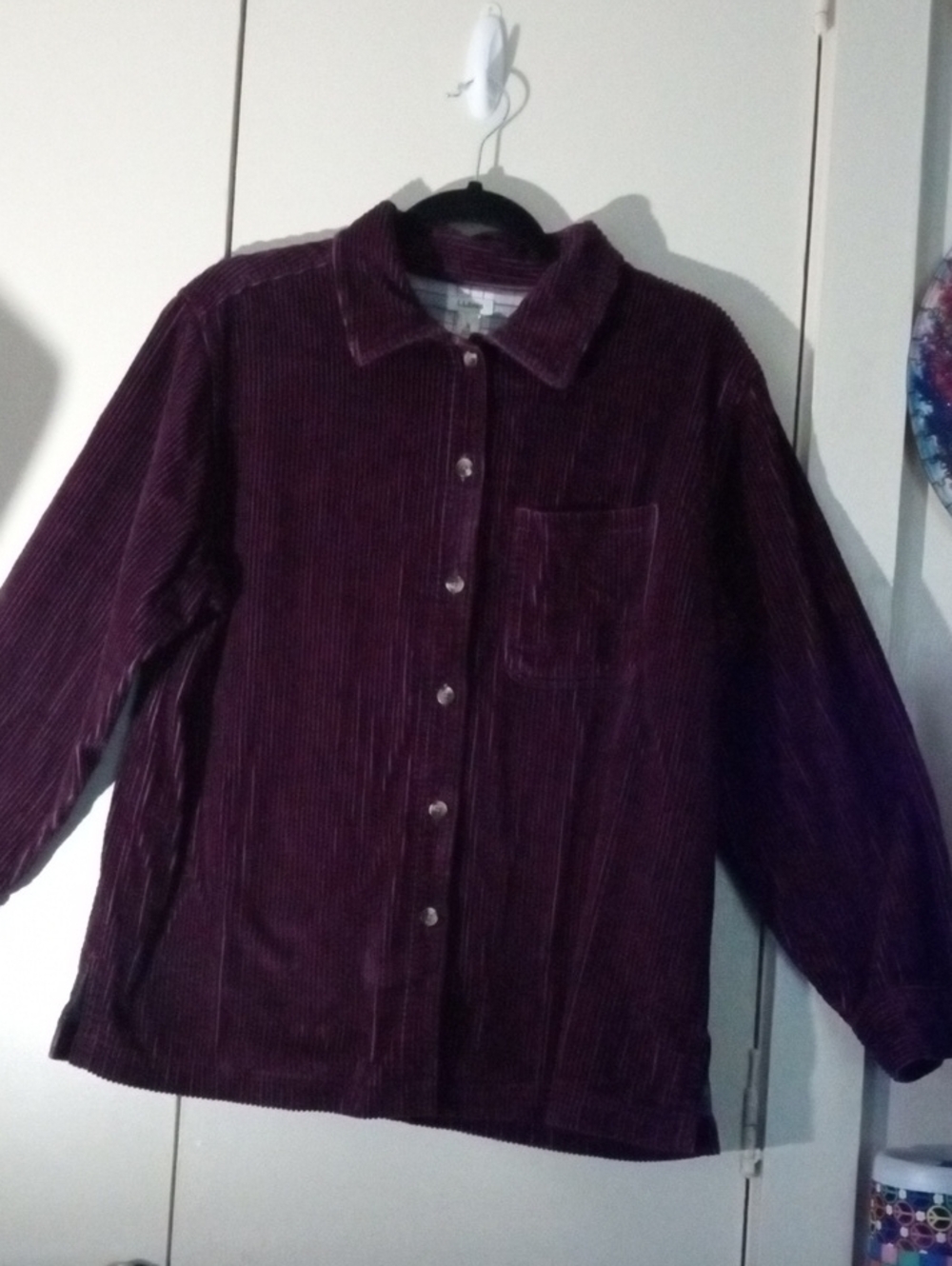 L.L. Bean Women's Corduroy Button-Down Cotton Jacket in Plum Medium
